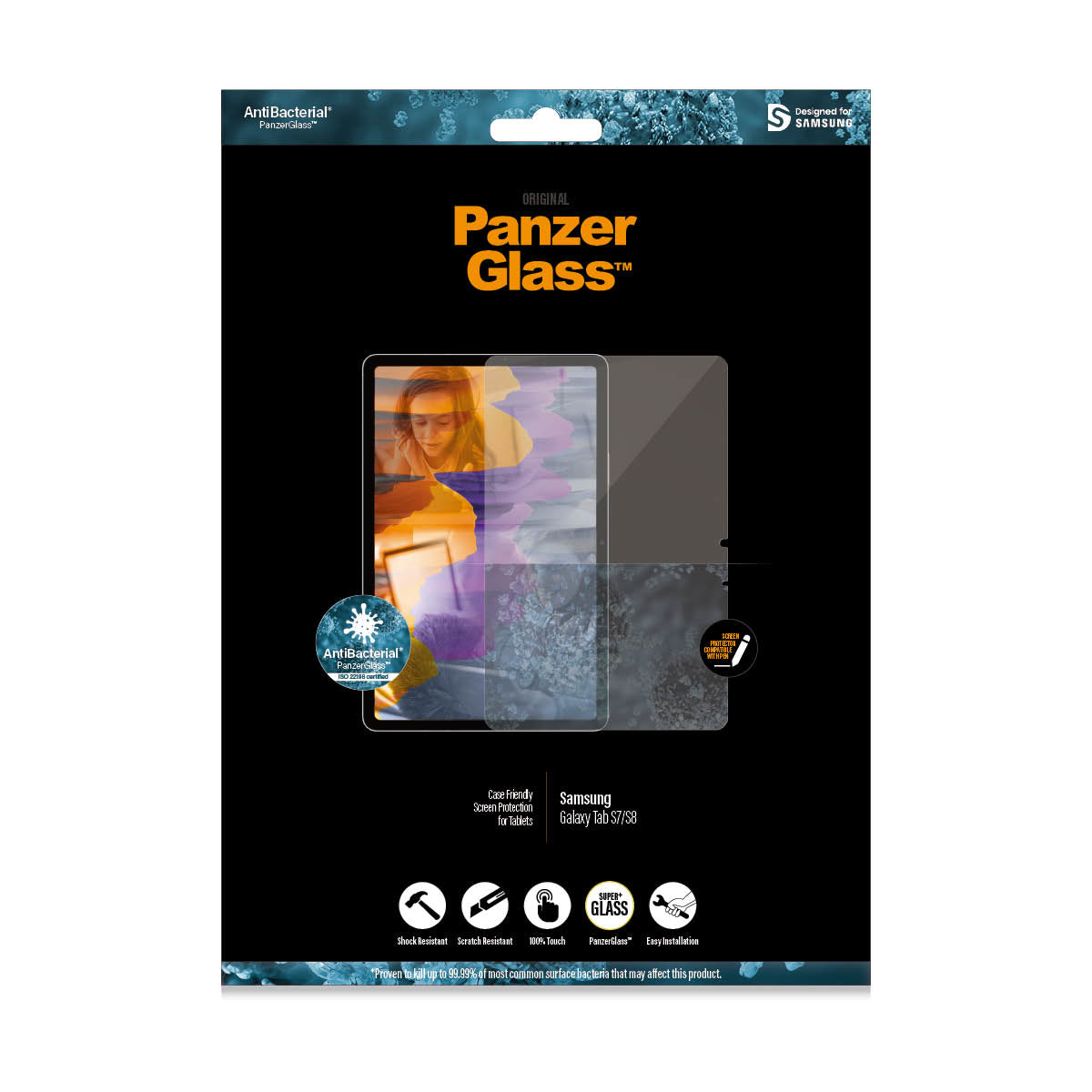 PanzerGlass Protection d'Écran en Verre Trempé pour Samsung Galaxy Tab S7 et S8, Transparent
