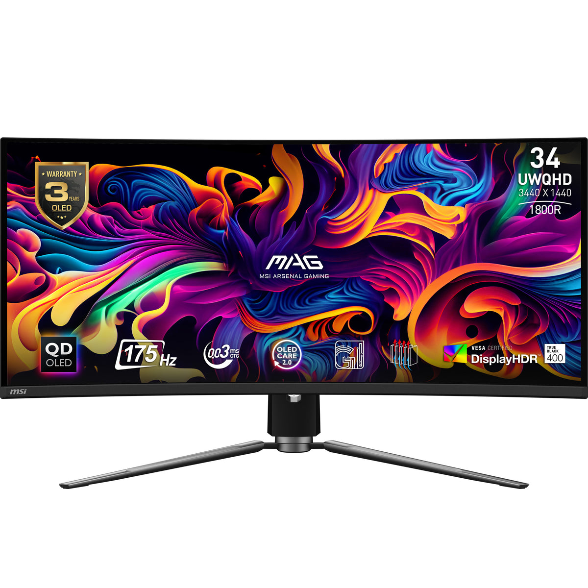 MSI MAG 341CQPDE QD-OLED Écran PC 34" UltraWide Quad HD 3440 x 1440 Noir