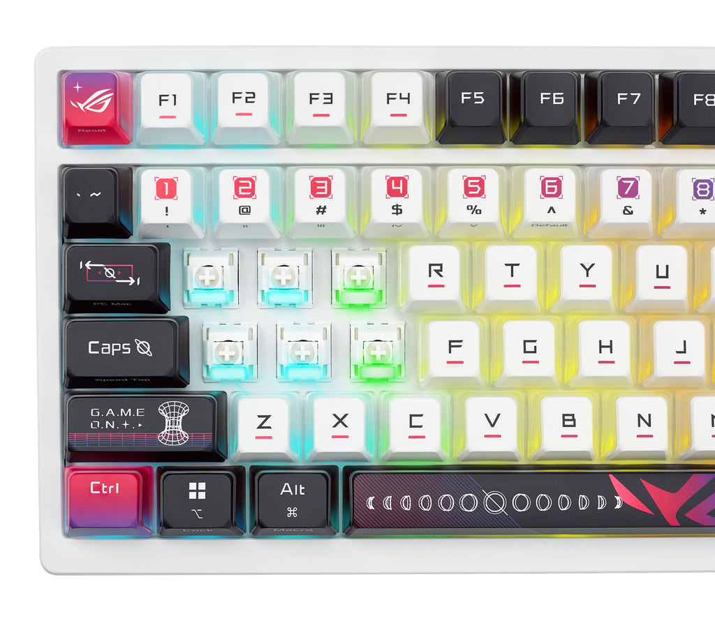 ASUS ROG Azoth X Clavier Gaming Mécanique 75% QWERTZ Blanc, USB, RF Wireless et Bluetooth