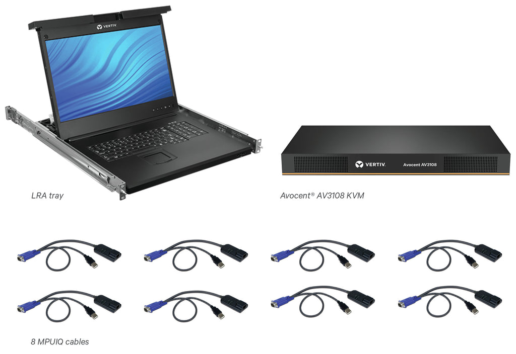 Vertiv Avocent 8 Ordinateur(s) - 47 cm (18,5") LED - UXGA - 1600 x 1200 - 16:9Port PS / 2USBVGA - Clavier - Pavé tactile