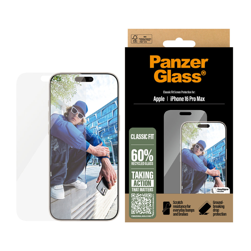 PanzerGlass ® Screen Protector iPhone 16 Pro Max | Classic Fit Protection d'écran transparent Apple 1 pièce(s)