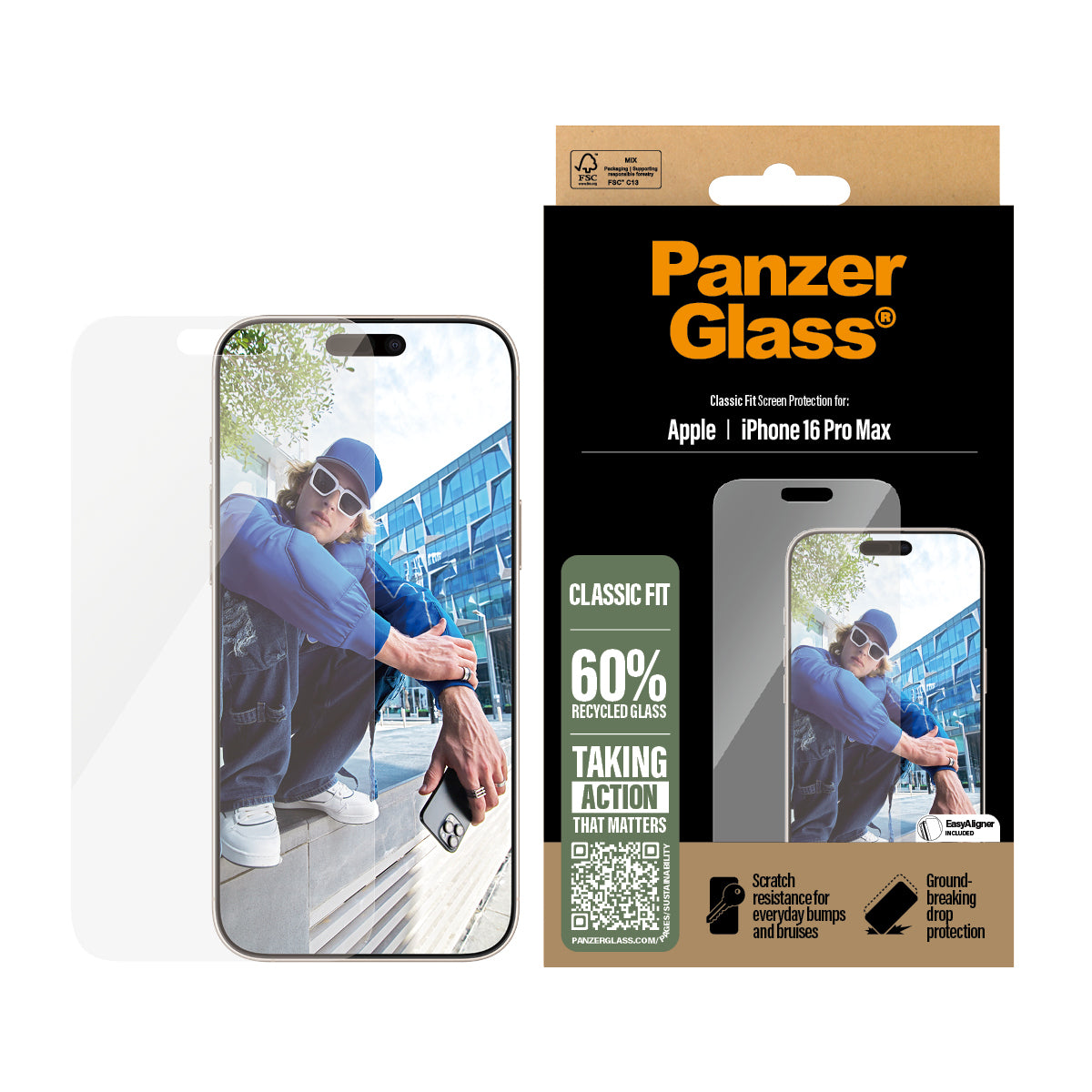 PanzerGlass ® Screen Protector iPhone 16 Pro Max | Classic Fit Protection d'écran transparent Apple 1 pièce(s)