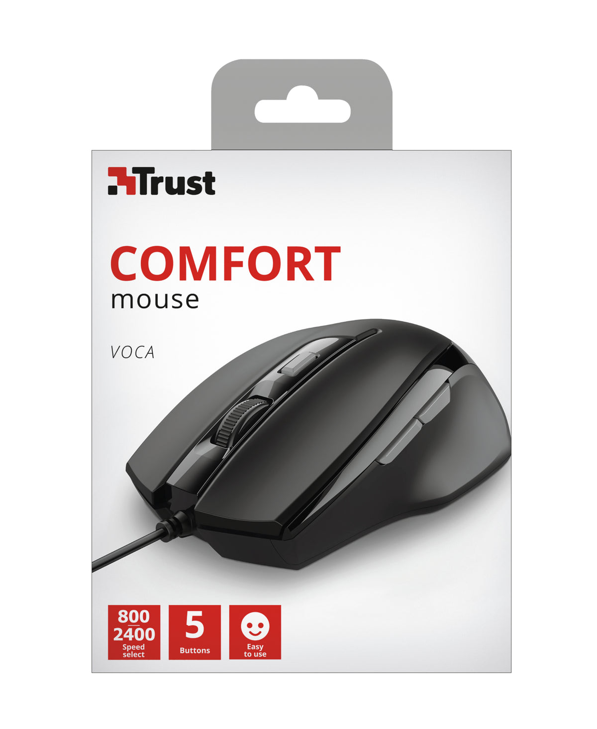 Trust Voca Souris de Bureau Optique pour Droitier, USB Type-A, 2400 DPI
