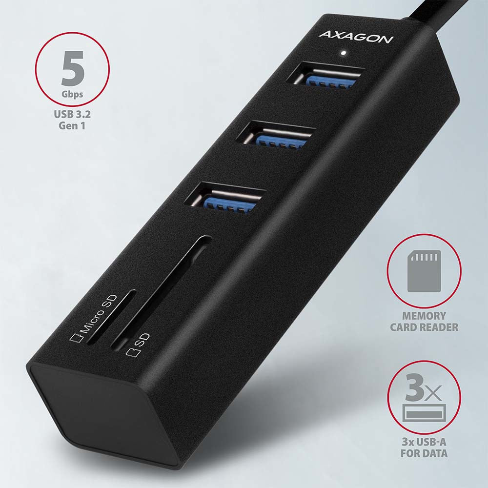 Axagon HMA-CR3A station d'accueil Avec fil USB 3.2 Gen 1 (3.1 Gen 1) Type-A Noir - vue 2