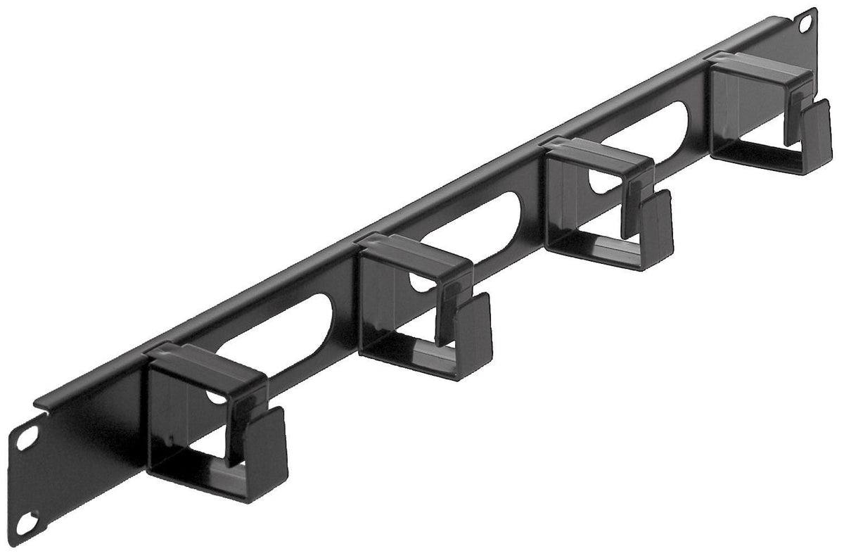 Intellinet Panneau de gestion des câbles 19", 1U, 4 anneaux plastiques courts, noir