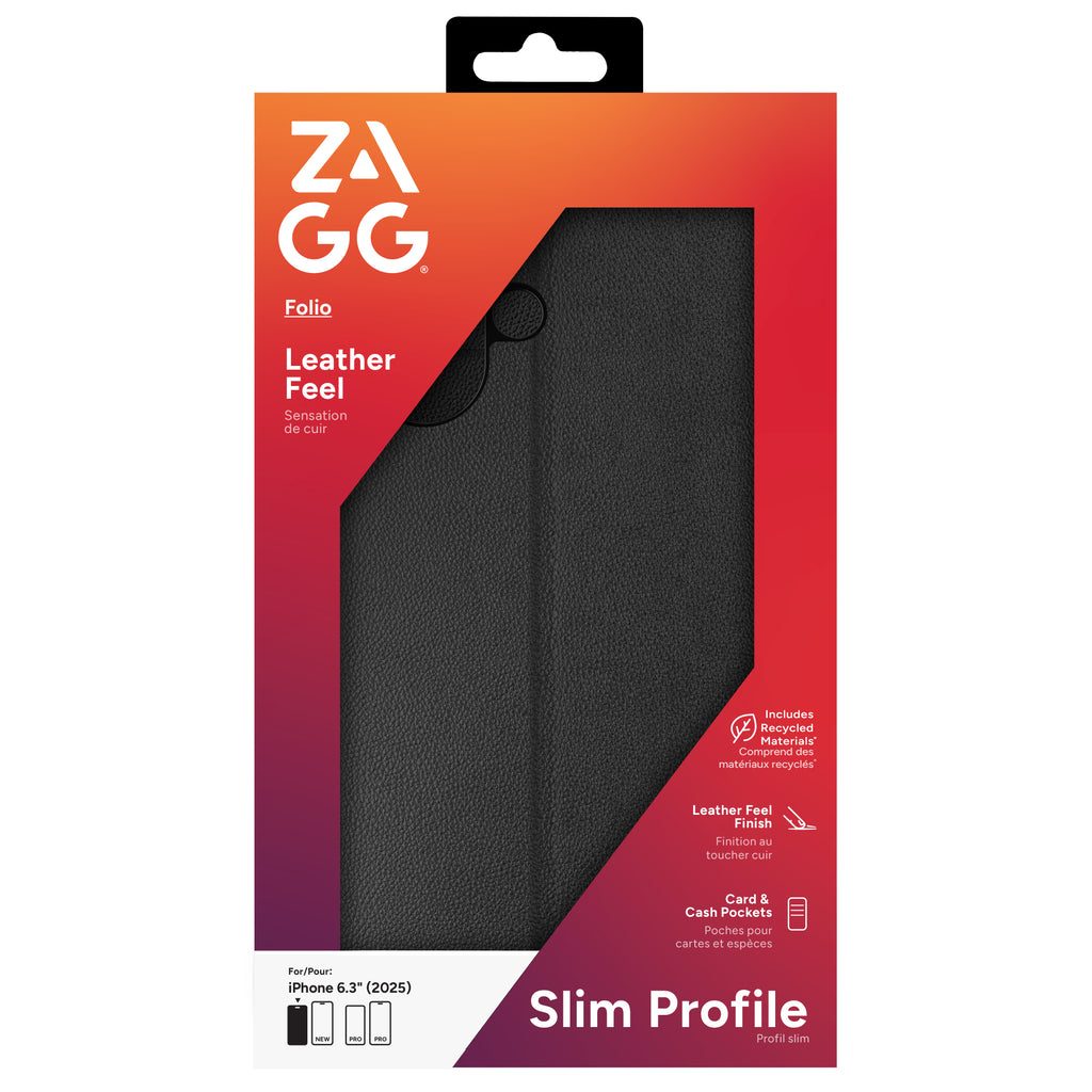 ZAGG Folio Coque de Protection pour iPhone 17, 6.3 pouces, Noir