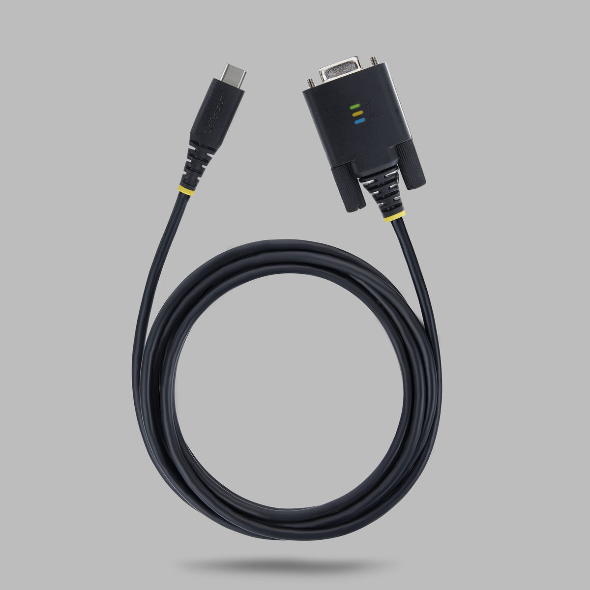 StarTech.com Câble Adaptateur USB-C vers Série de 2 m, Rétention COM, Puce FTDI, Type-C vers DB9 RS232 Mâle, Voyants d'É