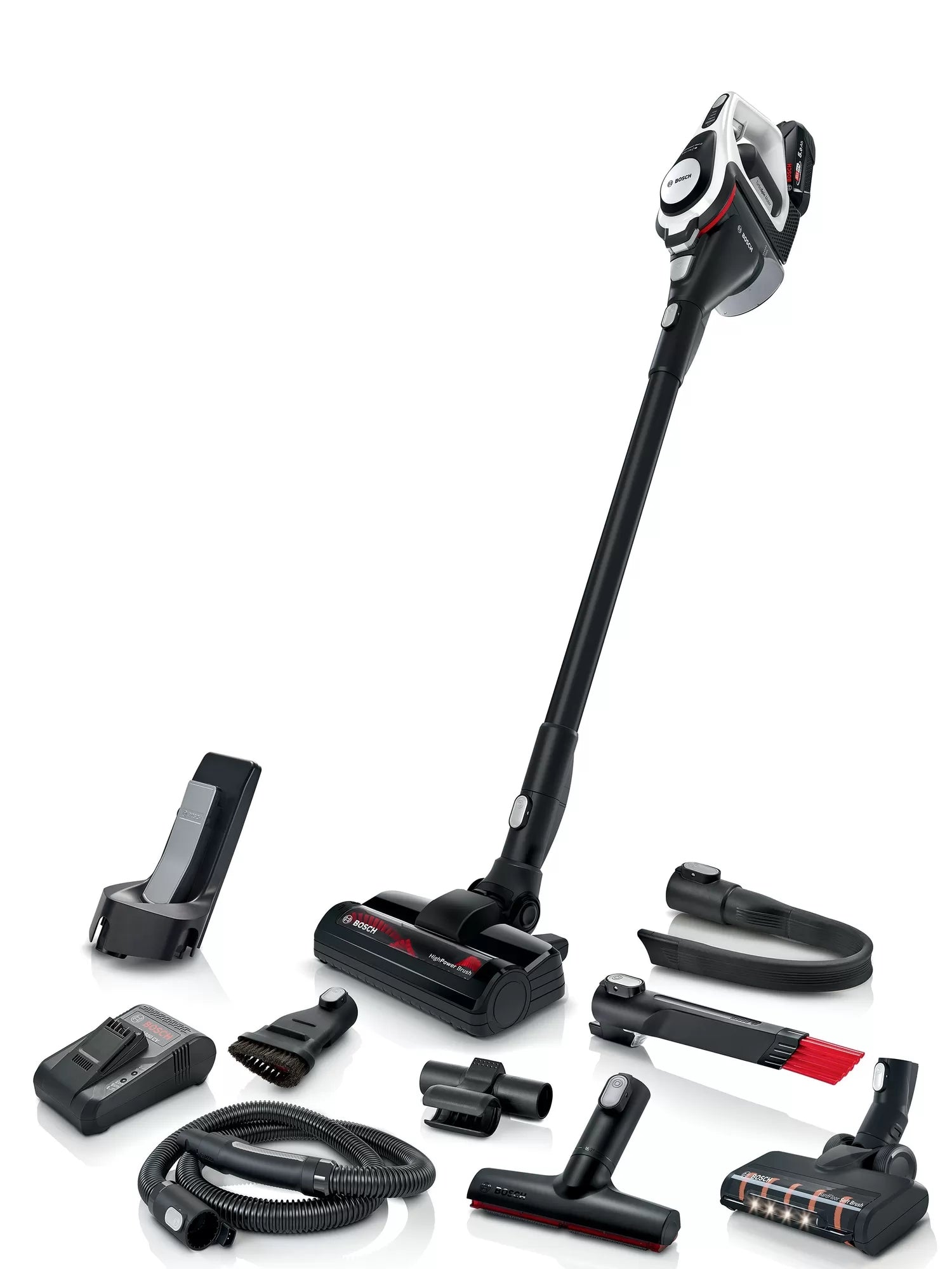 Bosch Bosch Serie 8 BSS825ALL aspirateur balai et balai électrique Batterie Sec Sans sac Noir, Blanc 5 Ah