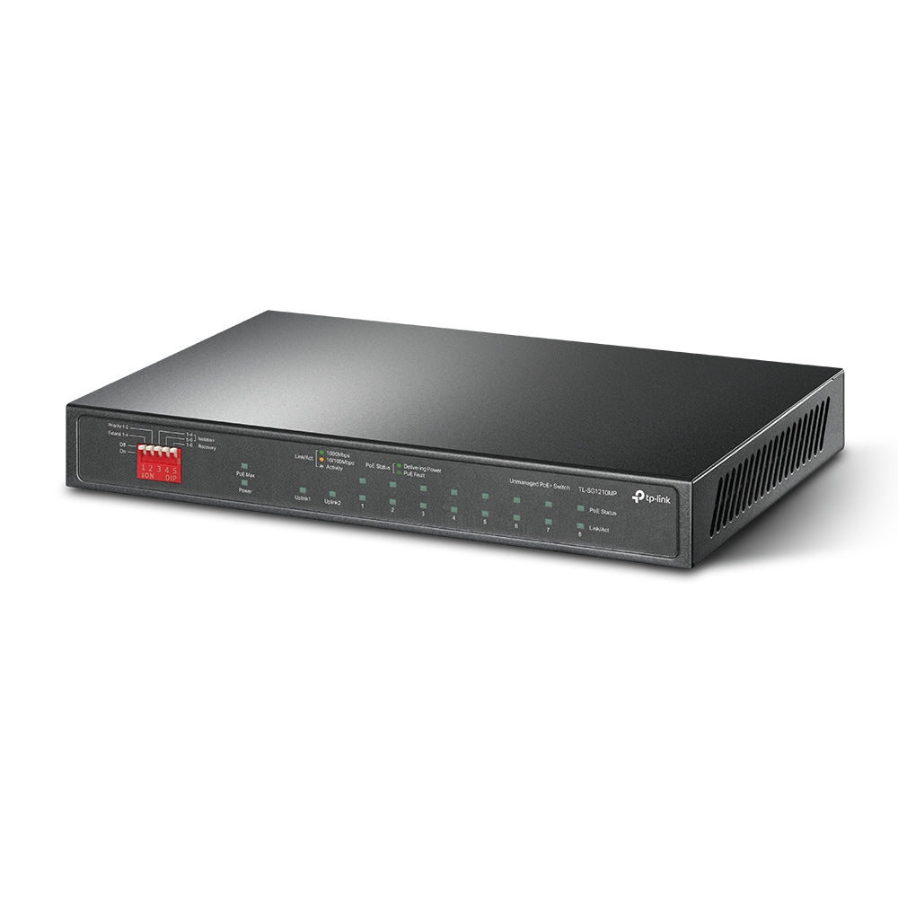 TP-Link TL-SG1210MP commutateur réseau Non-géré Gigabit Ethernet (10/100/1000) Connexion Ethernet, supportant l'alimentation via ce port (PoE) Noir