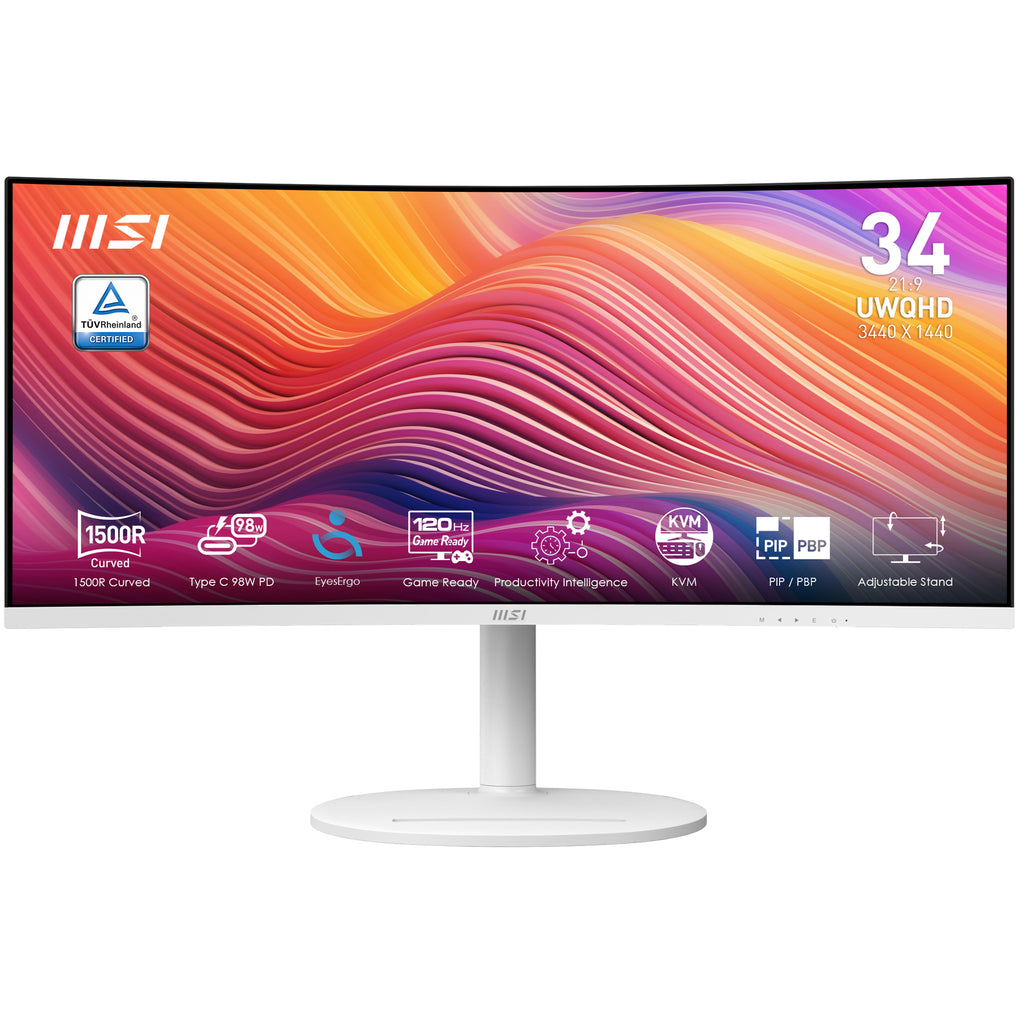 MSI Modern MD342CQPWDE écran plat de PC 86,4 cm (34") 3440 x 1440 pixels UltraWide Quad HD LCD Blanc