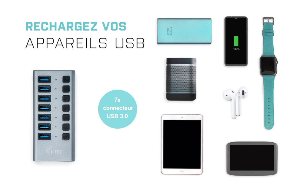 i-tec USB 3.0 Charging HUB 7port + Power Adapter 36 W