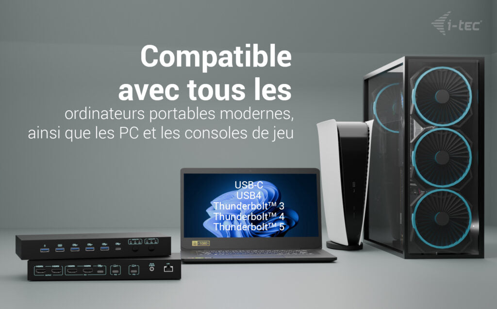 Station d'accueil USB-C KVM Dock PRO pour 3 Hôtes, Double Vidéo, 2x Power Delivery 92W