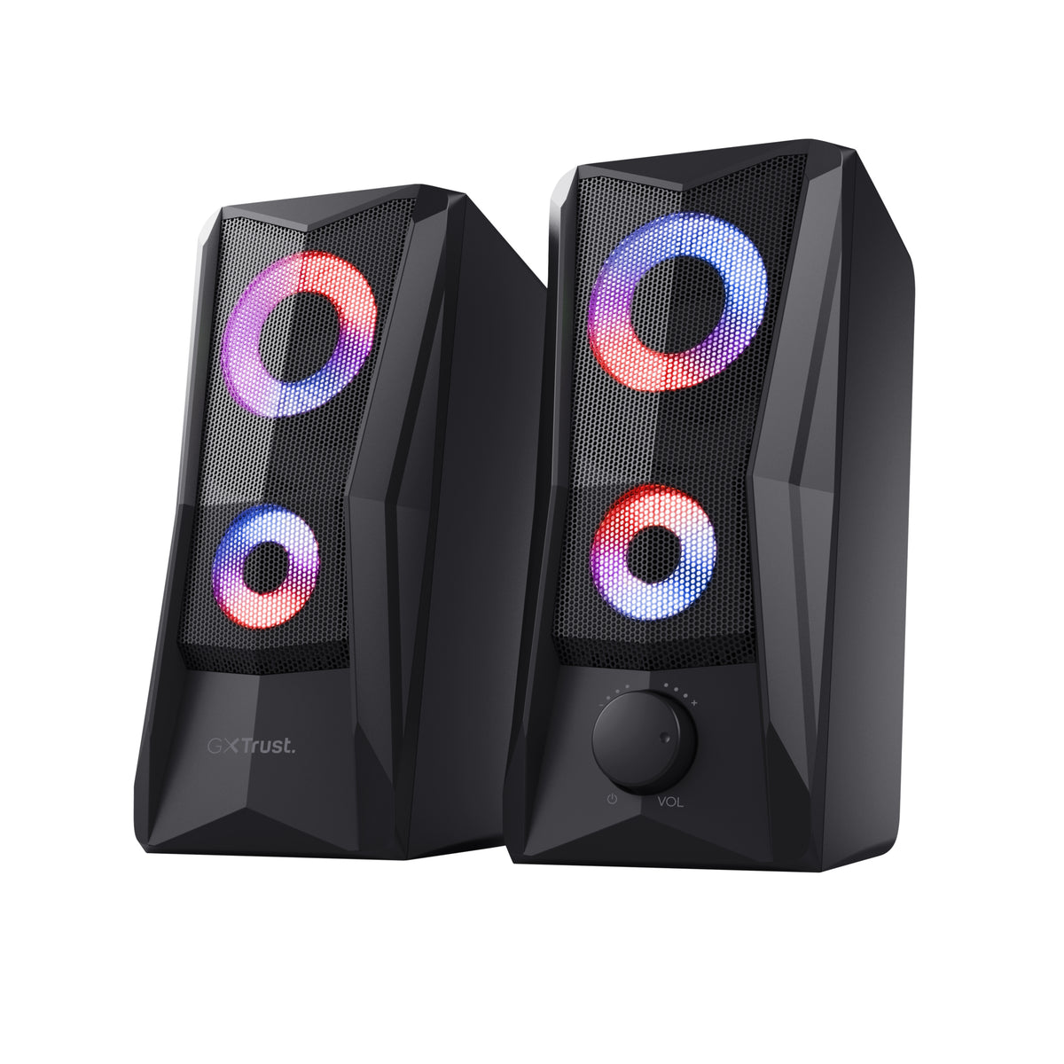 Trust GXT 606 JAVV Enceintes Compactes 2.0 RGB, Noir, 12 W
