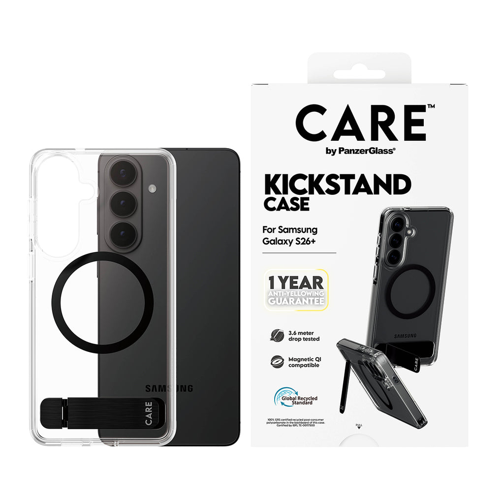 PanzerGlass CARE Kickstand Case Transparent avec Qi pour Samsung Galaxy S26+
