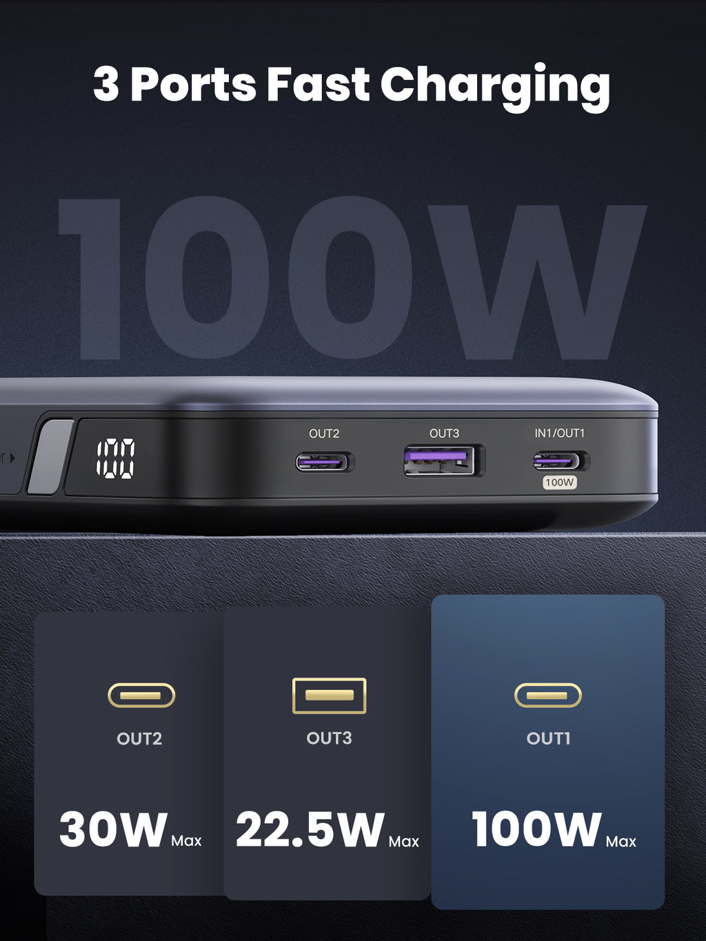Ugreen 25188 banque d'alimentation électrique 20000 mAh Gris