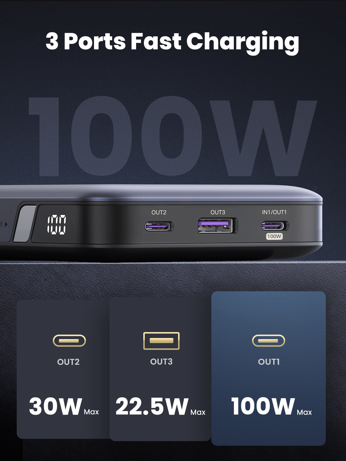 Ugreen 25188 banque d'alimentation électrique 20000 mAh Gris