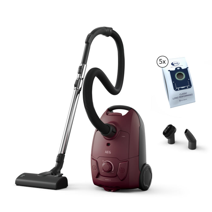 AEG AB51C1DR5B Aspirateur Sec avec Sac, 750 W, Capacité 3 L, Rouge