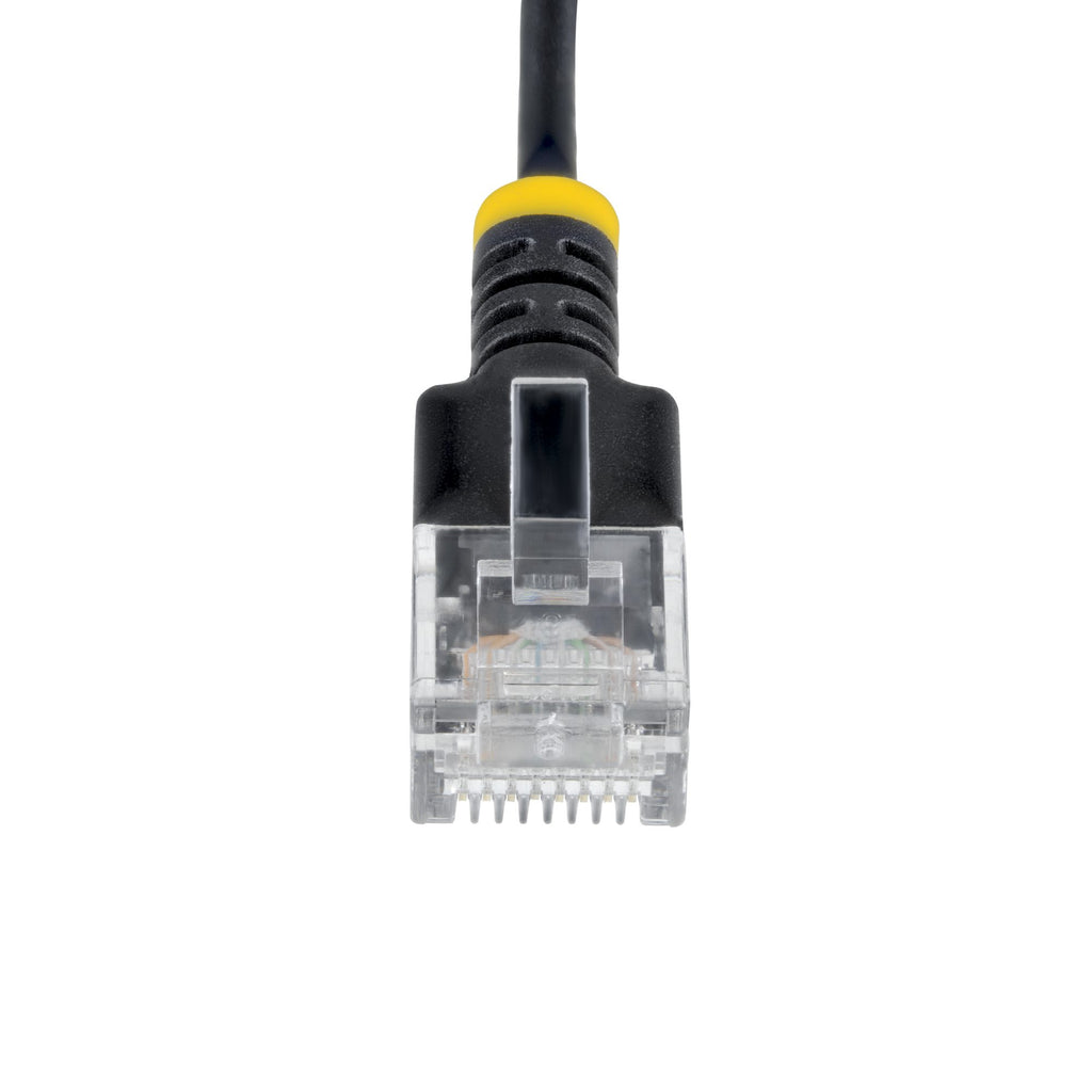 StarTech.com Câble Ethernet CAT6a Ultrafin Noir de 80cm, Sans Accroc, FTP, Fil de Cuivre Nu Pur, Cordon Patch Réseau RJ4