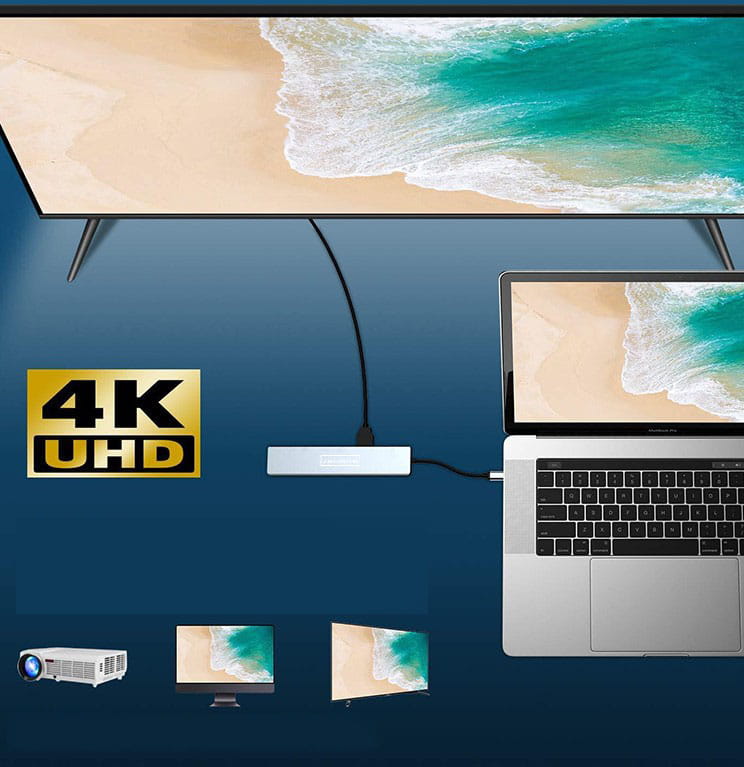 Adaptateur multiport 9-en-1 USB-C, HDMI, RJ45, Fast Ethernet et SD pour MacBook Air, Pro M1, M2, M3 et M4 - Zenwire BYL-2009