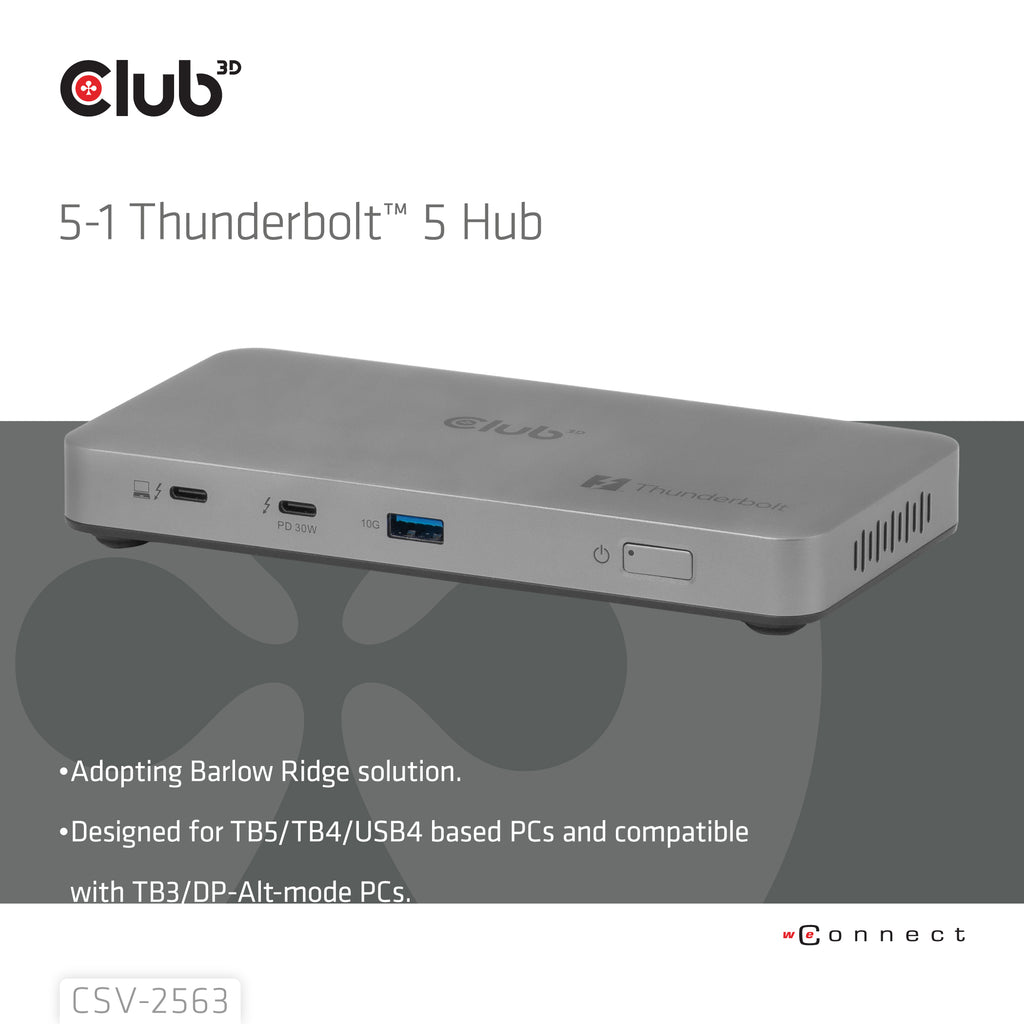 CLUB3D CSV-2563 Station d'accueil Thunderbolt 5, Argent