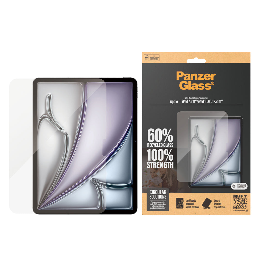 PanzerGlass ® Screen Protector iPad Air 11'' (2024-2026) | iPad 11'' (2025) | iPad 10.9'' (2022) | Ultra-Wide Fit Protection d'écran transparent Apple 1 pièce(s)