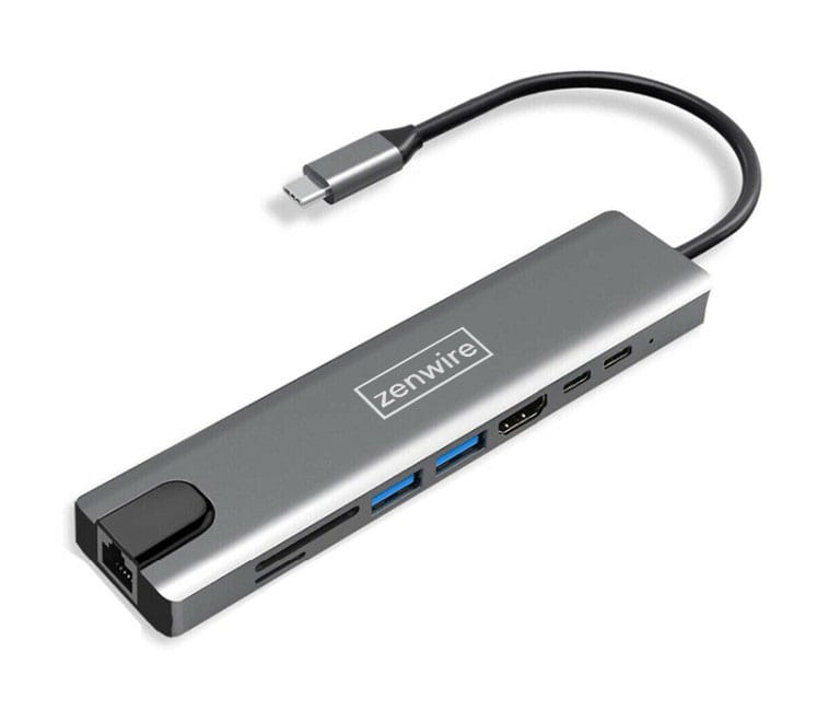 Adaptateur multiport 9-en-1 USB-C, HDMI, RJ45, Fast Ethernet et SD pour MacBook Air, Pro M1, M2, M3 et M4 - Zenwire BYL-2009