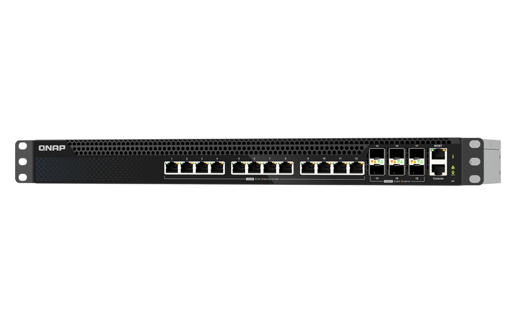 QNAP QSW-M5218-6F12T commutateur réseau Géré L3 10G Ethernet (100/1000/10000) 1U Noir