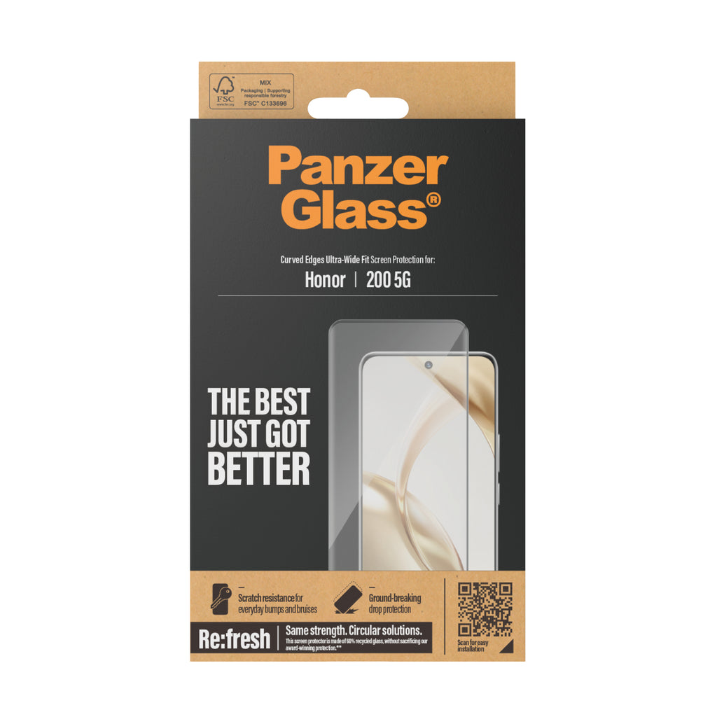 PanzerGlass Protection d'écran Ultra-Wide Fit pour Honor 200 5G, Transparent, 1 pièce