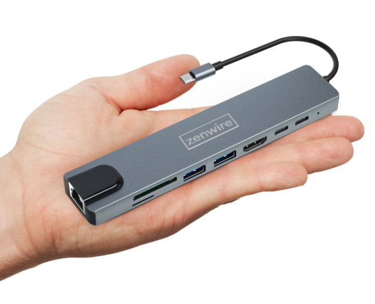 Adaptateur multiport 9-en-1 USB-C, HDMI, RJ45, Fast Ethernet et SD pour MacBook Air, Pro M1, M2, M3 et M4 - Zenwire BYL-2009