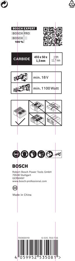 Bosch Bosch Expert S 2243 HM Lames de scie sabre Carbone 1 pièce(s)