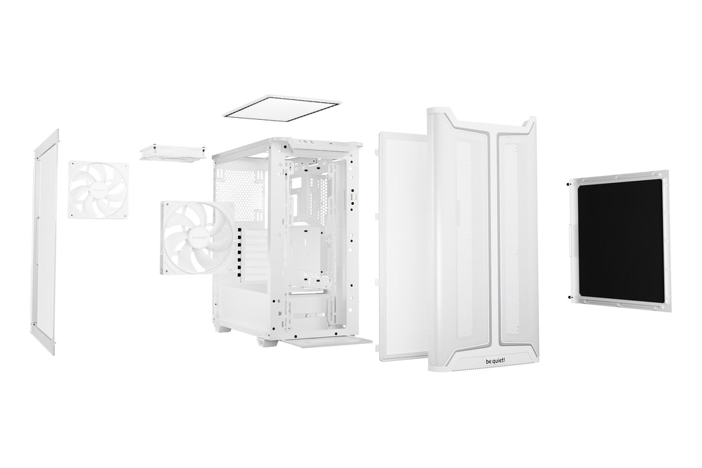 be quiet! Pure Base 501 Blanc | Boîtier PC vitré, Mini ATX / Micro ATX / ATX, 3 ventilateurs Pure Wings 3 140 mm PWM, bande ARGB