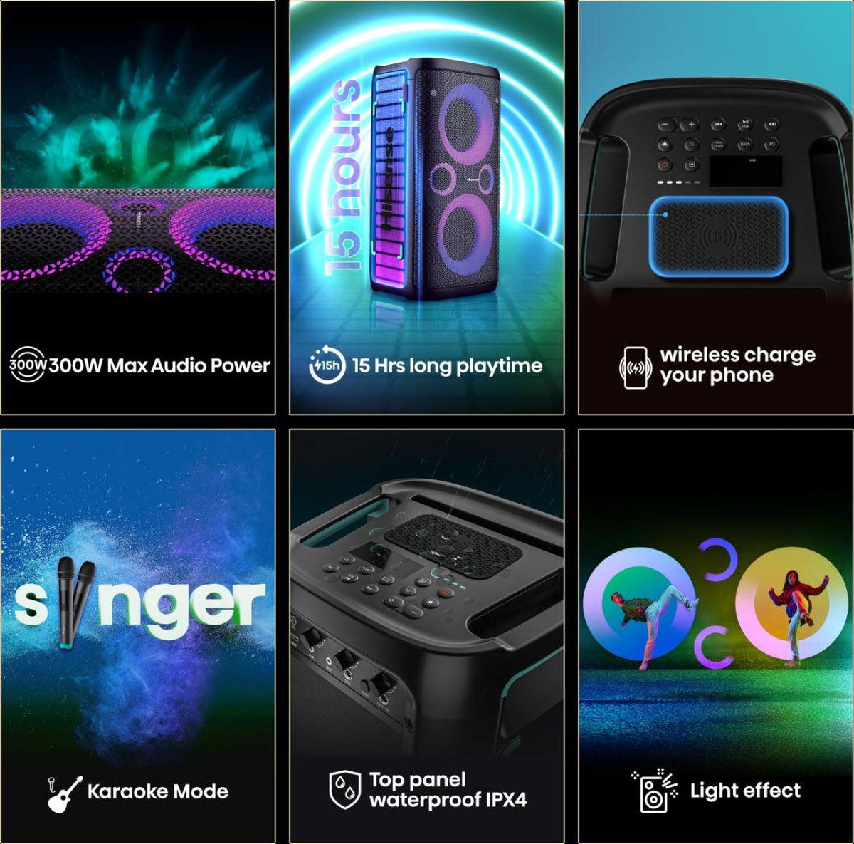 Hisense Party Storm 1 Orateur du parti Noir 300 W