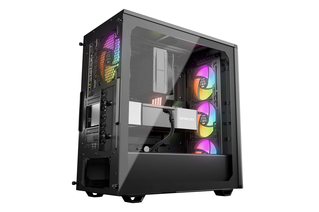 be quiet! Pure Base 501 Noir | Boîtier PC vitré, Mini ATX / Micro ATX / ATX, 4 ventilateurs Light Wings LX PWM, ARGB
