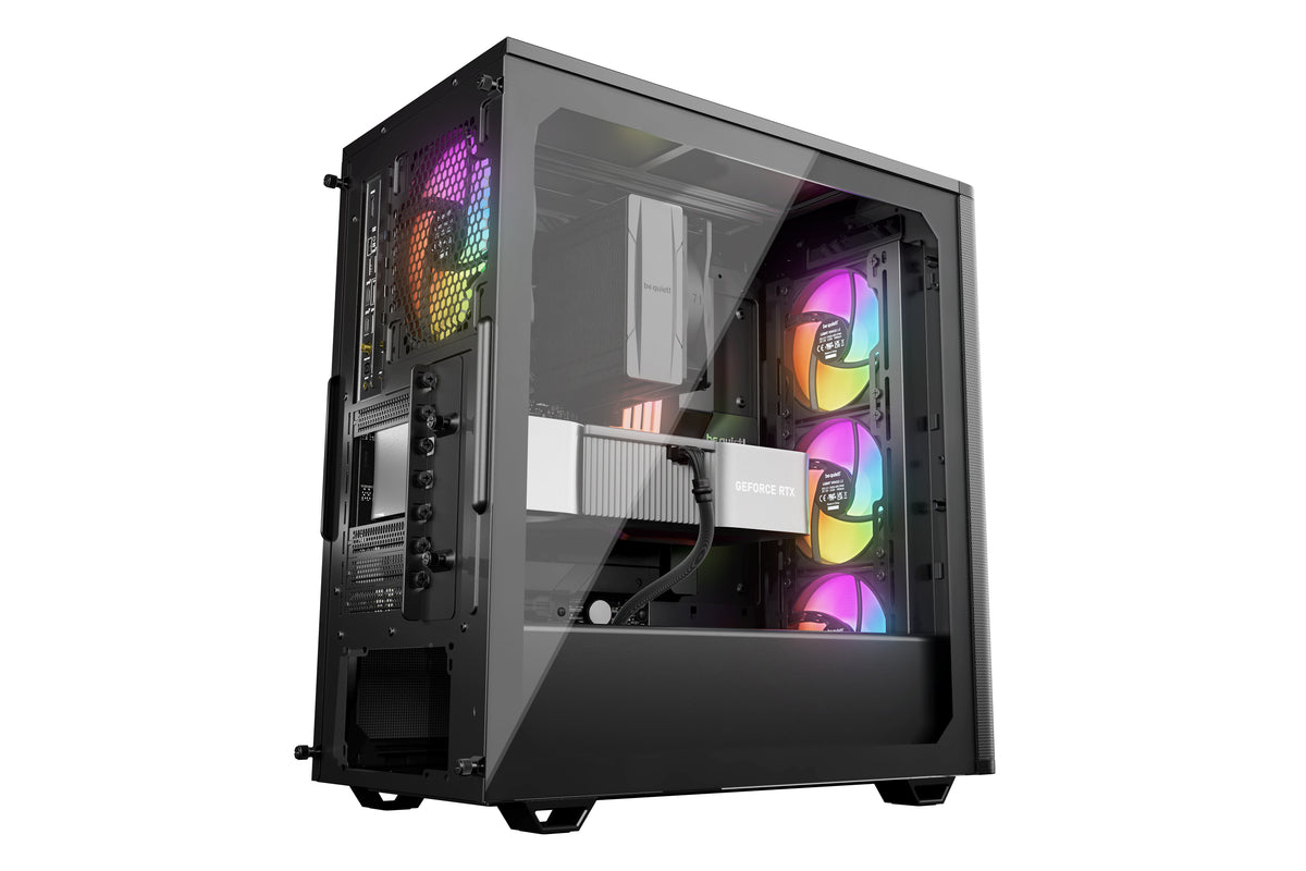 be quiet! Pure Base 501 Noir | Boîtier PC vitré, Mini ATX / Micro ATX / ATX, 4 ventilateurs Light Wings LX PWM, ARGB