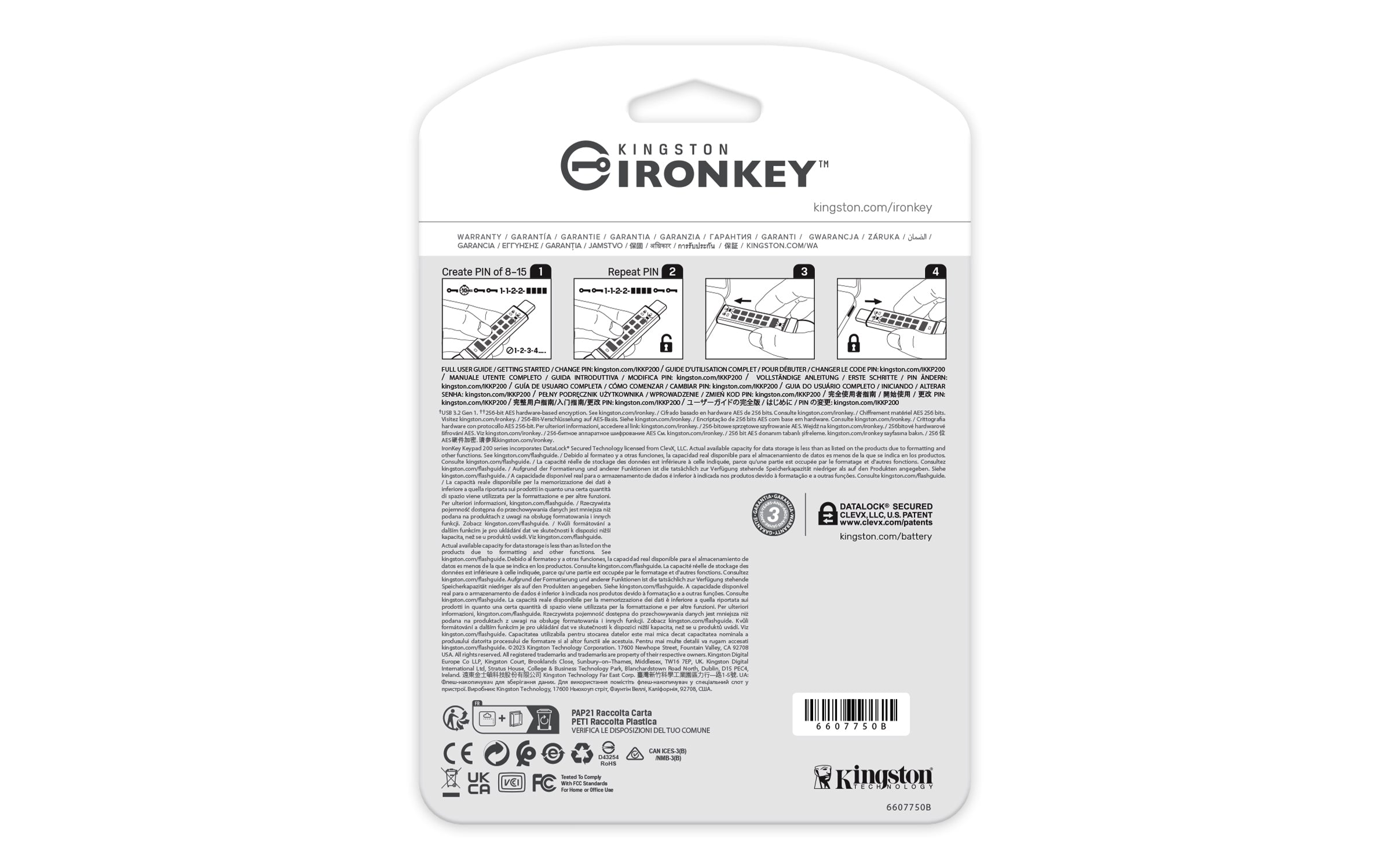 Kingston Technology IronKey Keypad 200C USB-C de 32 Go, FIPS 140-3 niveau 3 AES-256