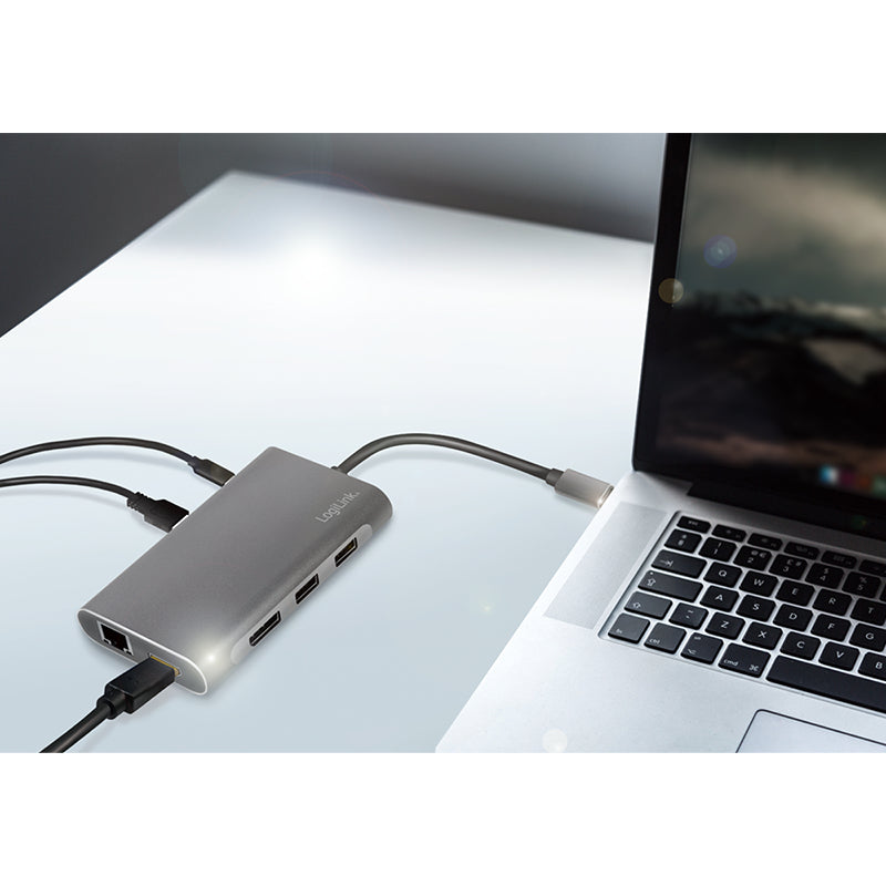 LogiLink UA0382 station d'accueil Avec fil USB 3.2 Gen 1 (3.1 Gen 1) Type-C Argent
