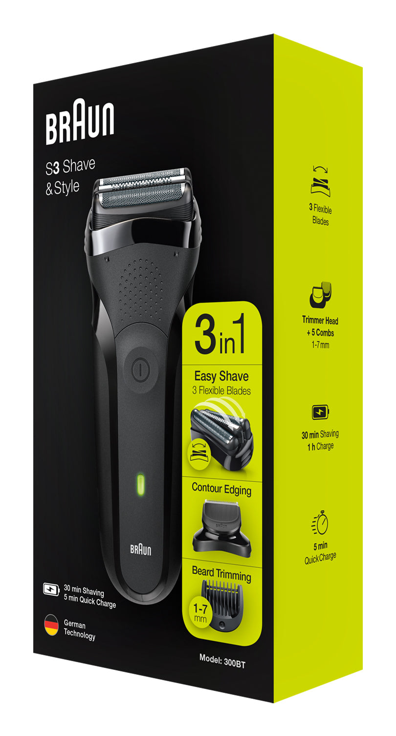 Braun Series 3 300BT Rasoir rotatif Tondeuse Noir