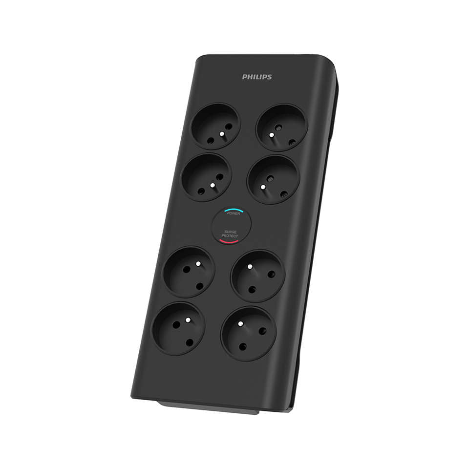 Philips SPN7080BA/60 protection surtension Noir 8 sortie(s) CA 2 m