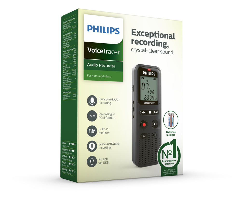 Philips VoiceTracer 8 kHz Noir
