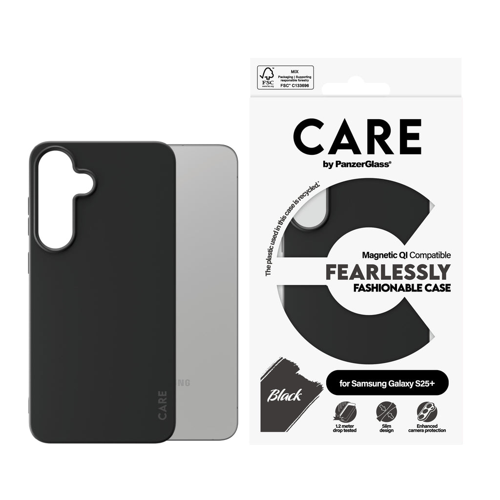 PanzerGlass PanzerGlass CARE™ by ® Case Black w. Qi Compatible Samsung Galaxy S25+ coque de protection pour téléphones portables Housse Noir
