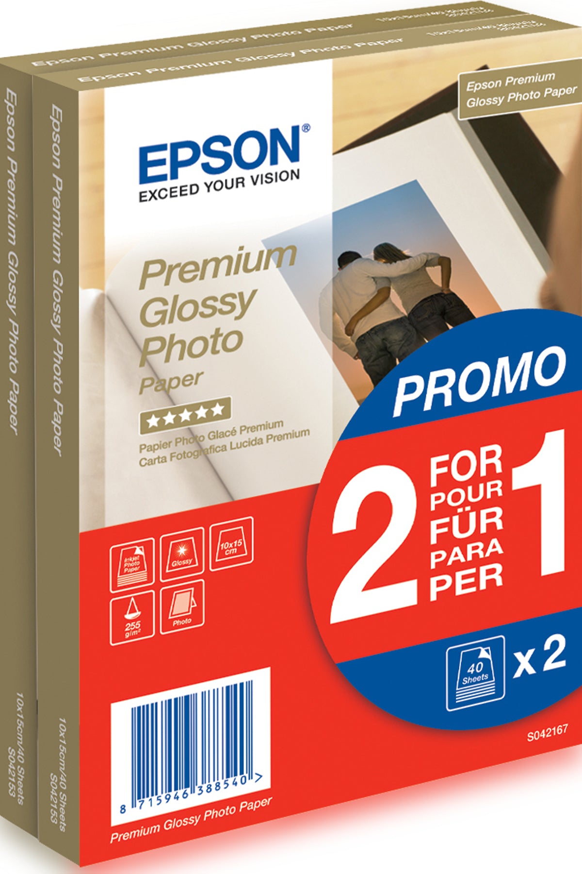 Epson Premium Glossy Photo Paper - 10x15cm - 2x 40 Feuilles