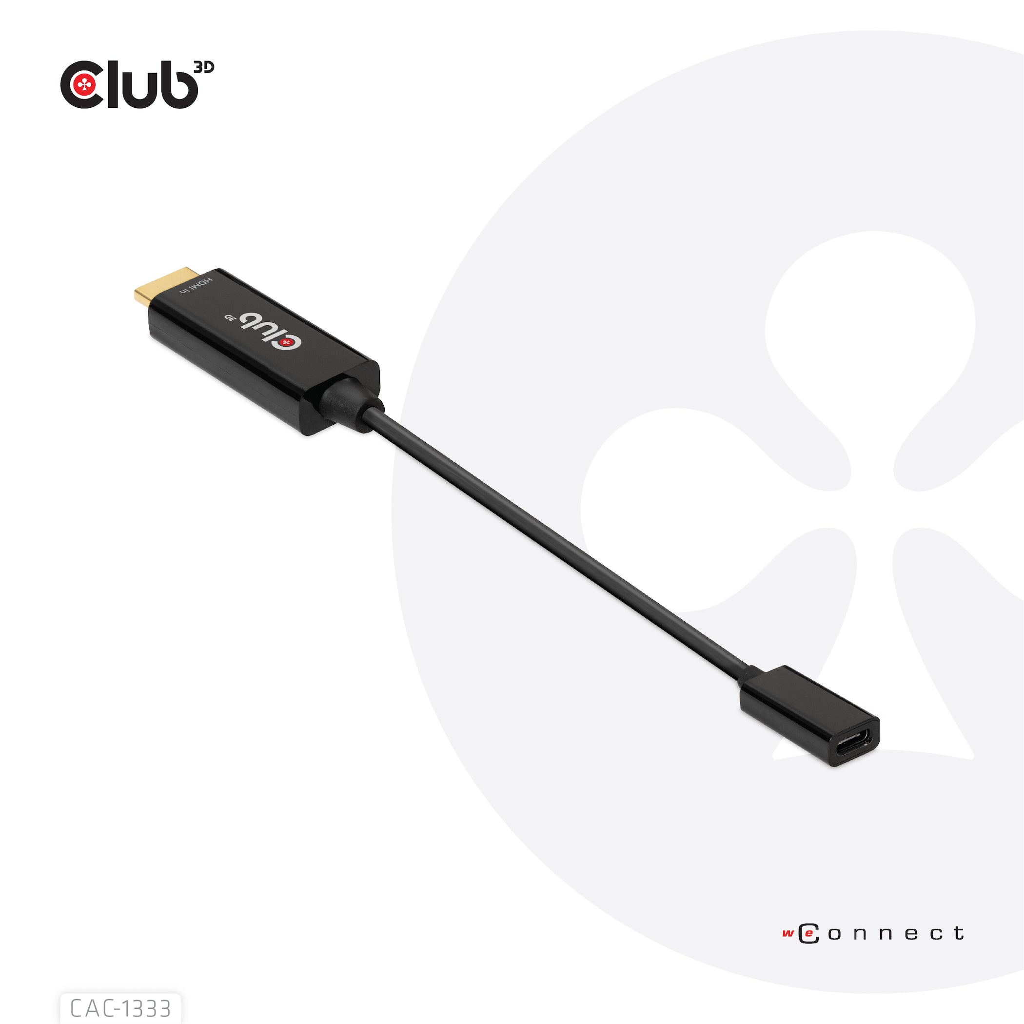 CLUB3D CAC-1333 câble vidéo et adaptateur 0,22 m HDMI Type A (Standard) USB Type-C Noir