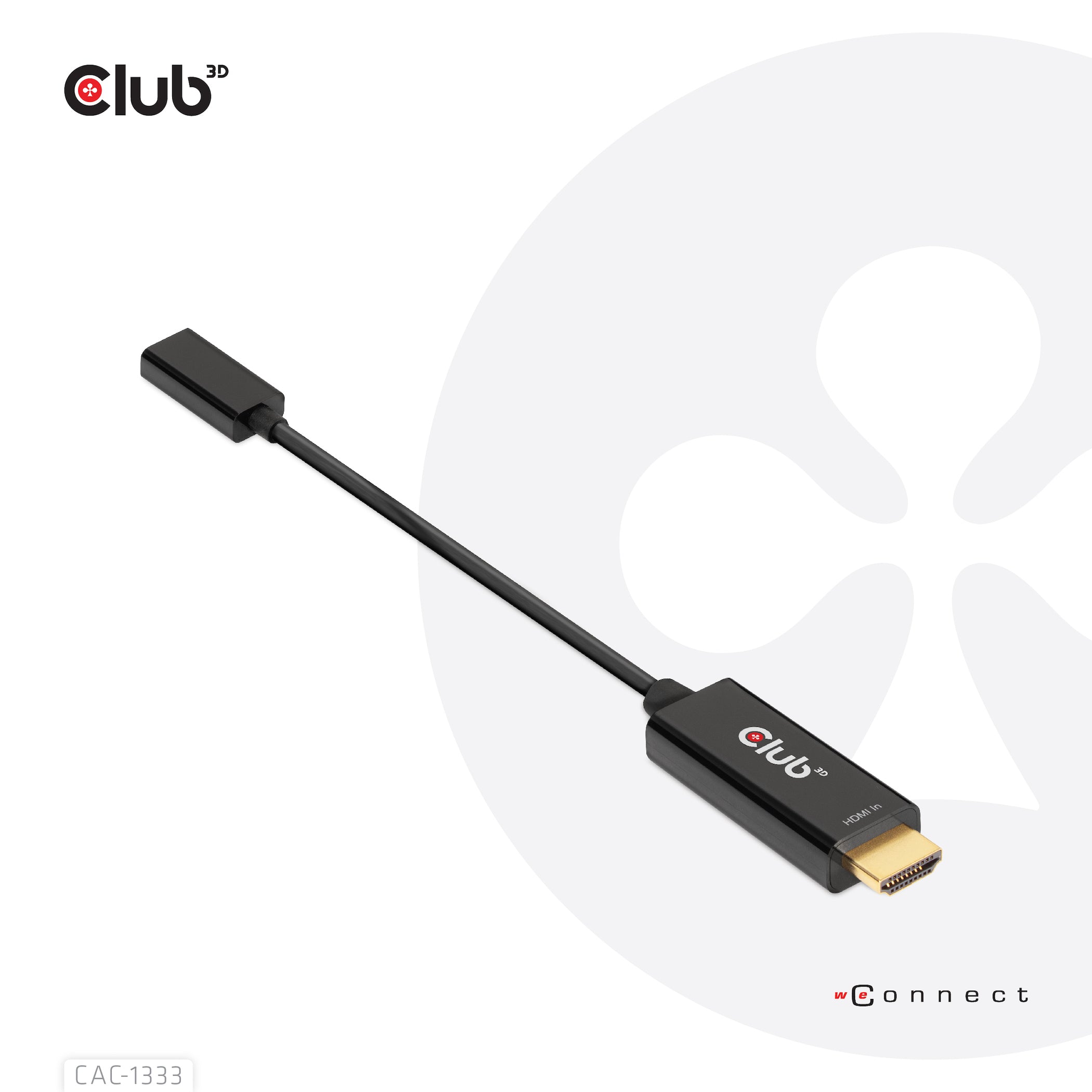 CLUB3D CAC-1333 câble vidéo et adaptateur 0,22 m HDMI Type A (Standard) USB Type-C Noir