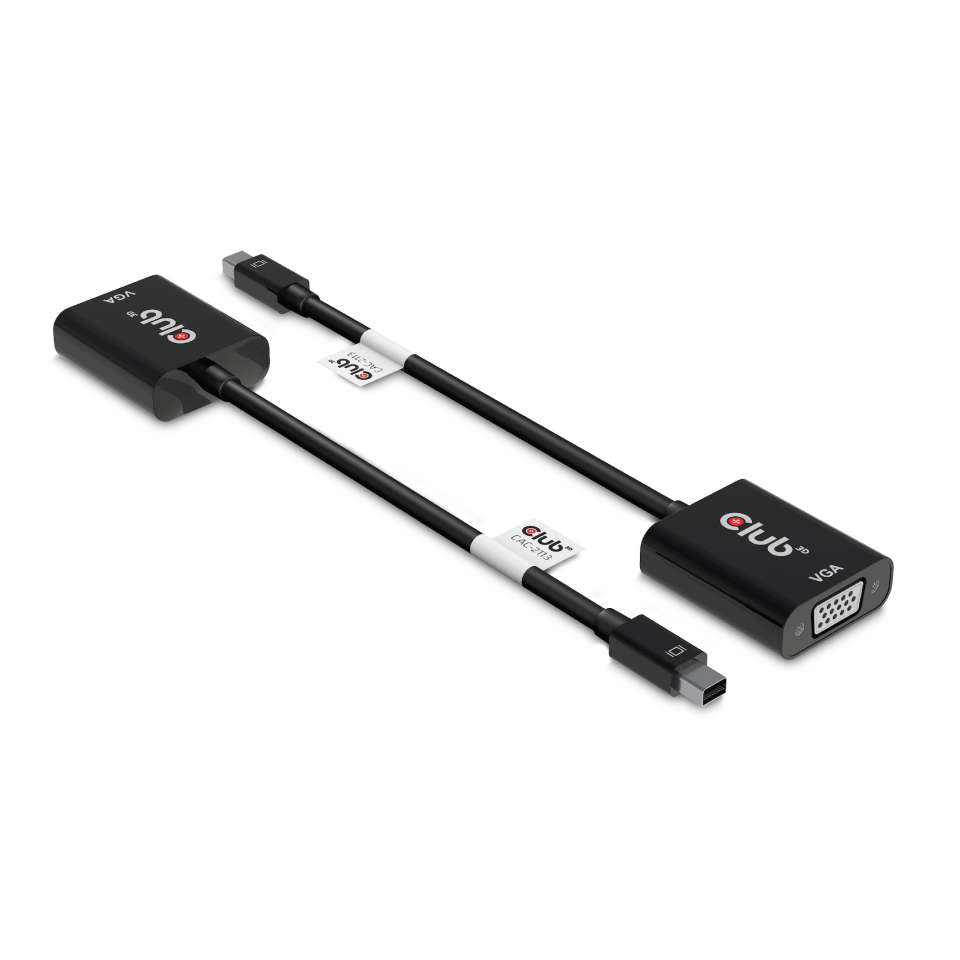 CLUB3D CAC-2113 Adaptateur Mini DisplayPort vers VGA, Câble Vidéo 0,228 m, Noir