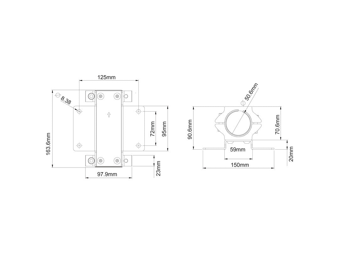 Accessoire de Montage de Moniteur Multibrackets 3668, Collier de Serrage en Acier Noir