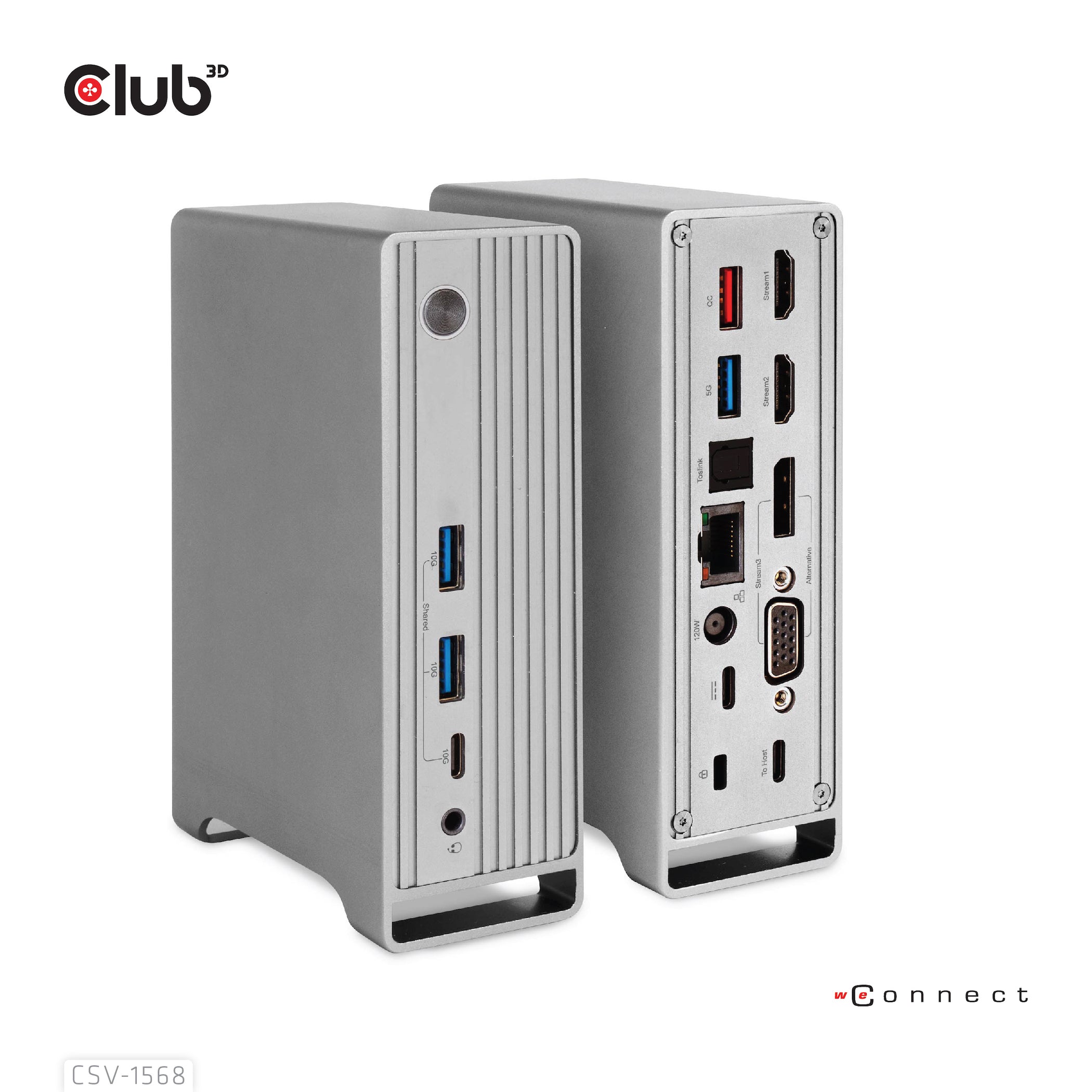 CLUB3D CSV-1568 station d'accueil USB 3.2 Gen 2 (3.1 Gen 2) Type-C Métallique
