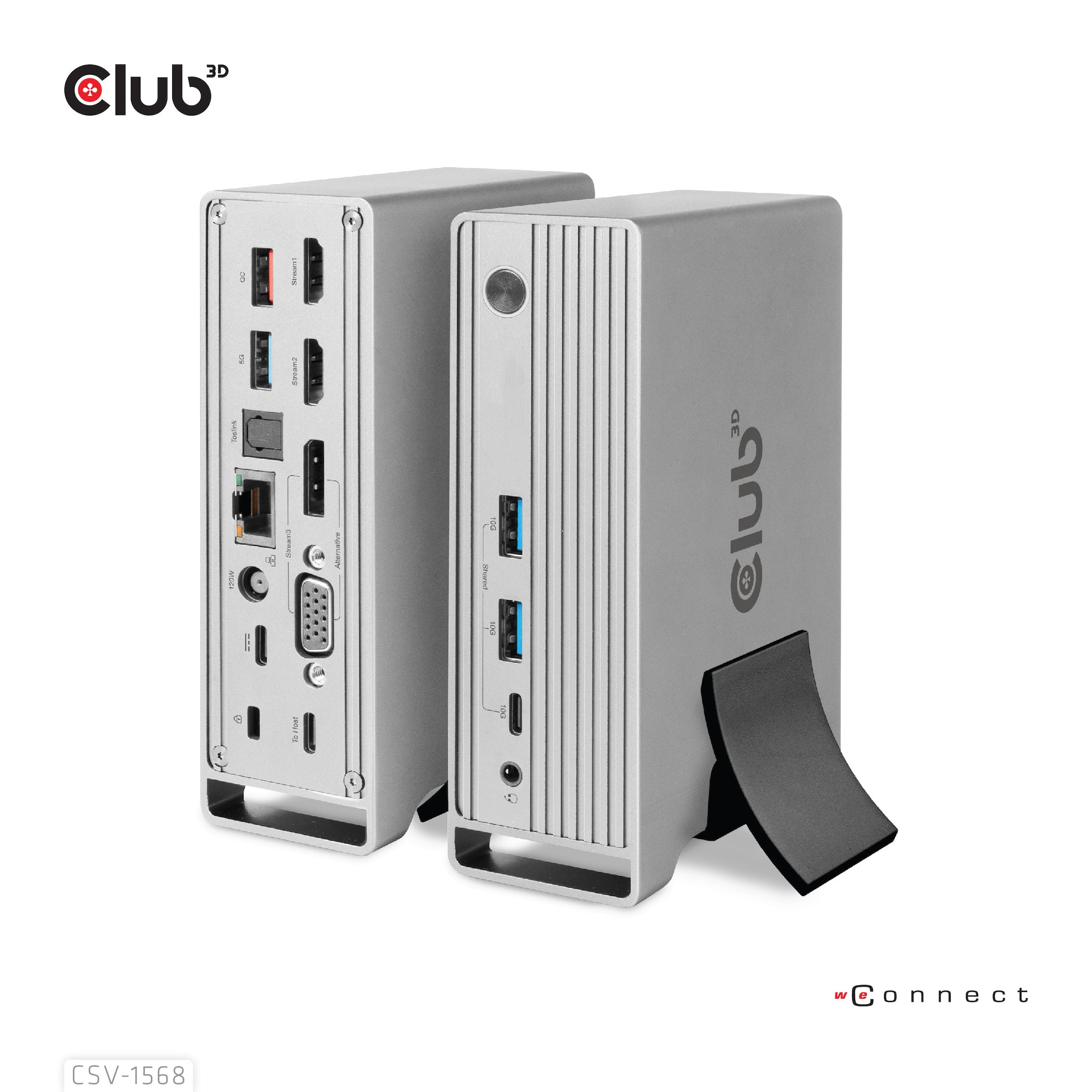 CLUB3D CSV-1568 station d'accueil USB 3.2 Gen 2 (3.1 Gen 2) Type-C Métallique
