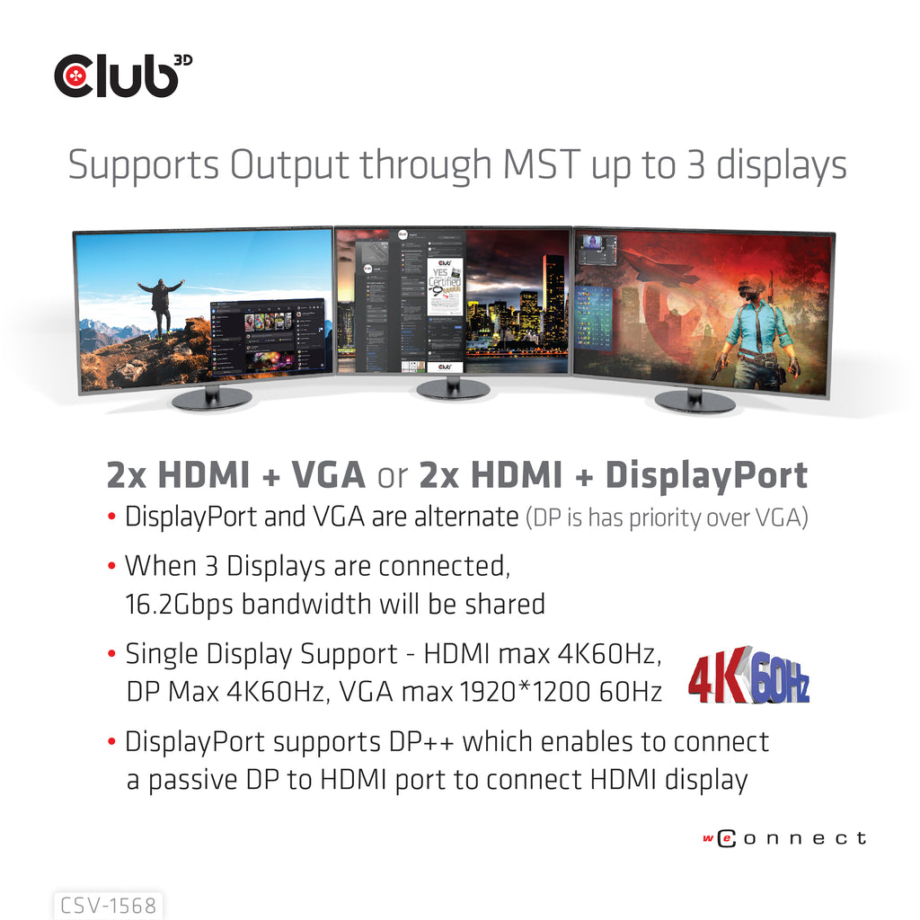 CLUB3D CSV-1568 station d'accueil USB 3.2 Gen 2 (3.1 Gen 2) Type-C Métallique
