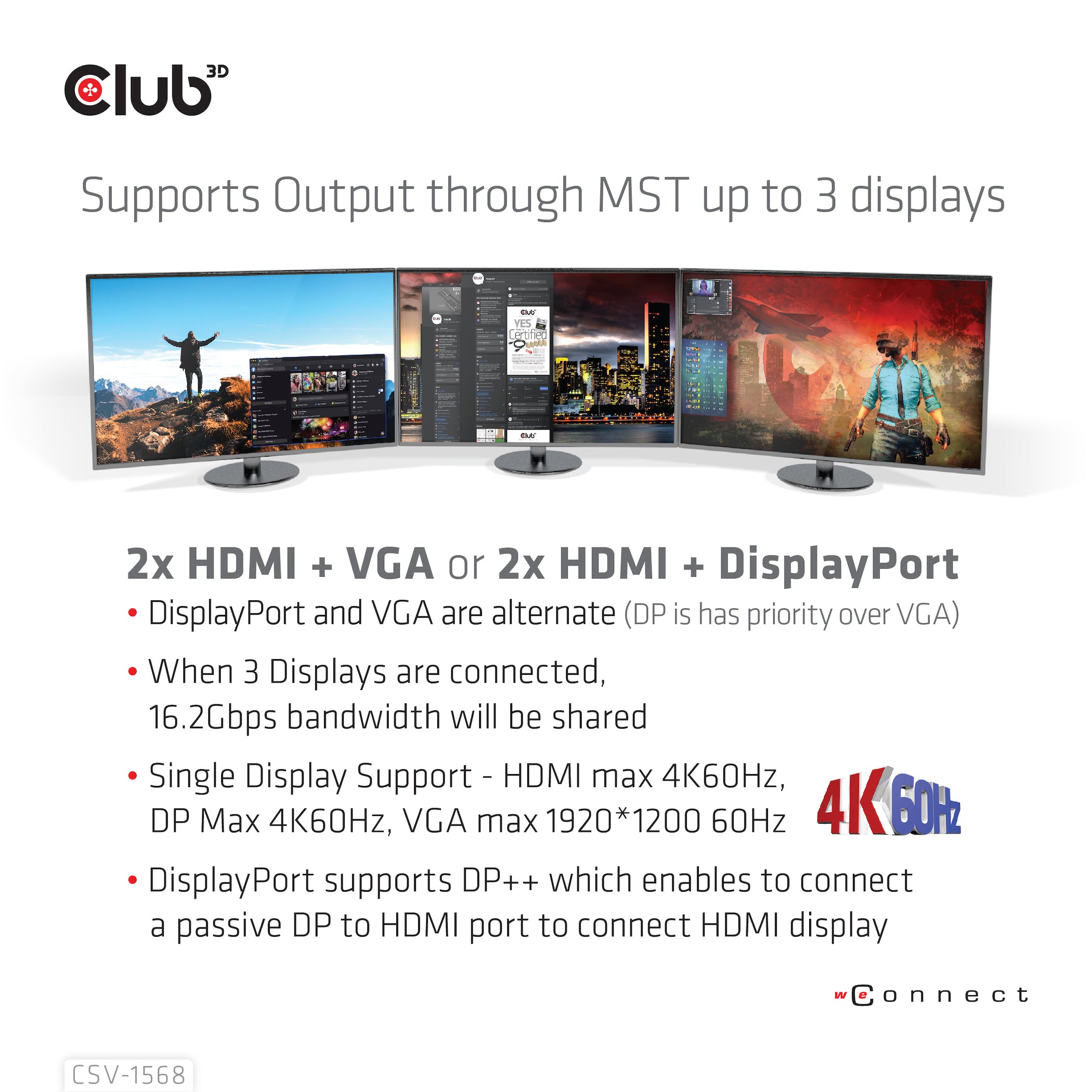 CLUB3D CSV-1568 station d'accueil USB 3.2 Gen 2 (3.1 Gen 2) Type-C Métallique