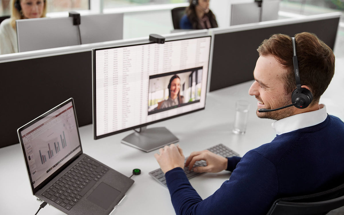 Jabra Engage 55 MS Stereo Casque Sans Fil pour Bureau et Centre d'appels, USB Type-A, Noir